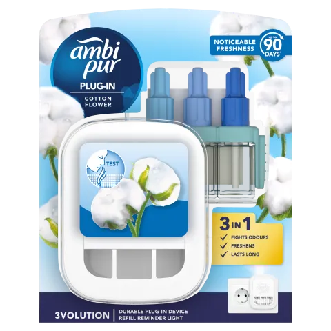 Ambi Pur 3Volution Cotton Flower elektromos légfrissítő kezdőcsomag, 20 ml termékhez kapcsolódó kép