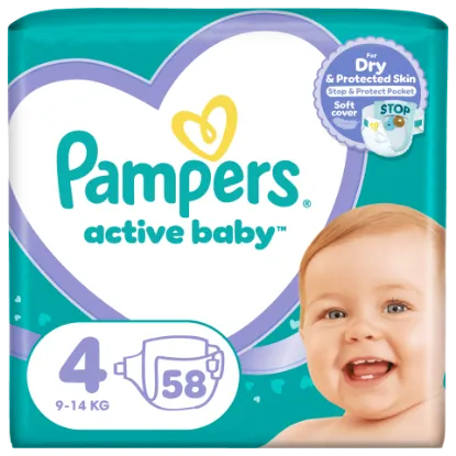 Pampers Active Baby pelenka - Méret: 4, 58 db pelenka, 6kg-10kg termékhez kapcsolódó kép