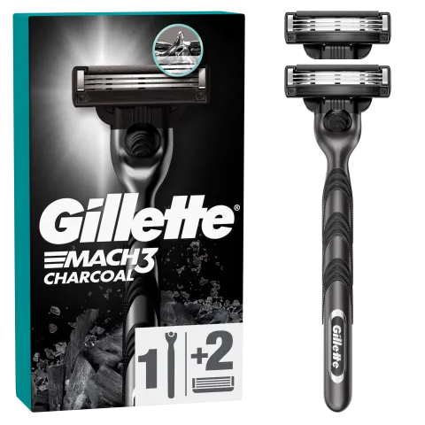 Gillette Mach3 Charcoal Borotva Férfiaknak, 1 Gillette Borotva,, 2 db Borotvabetét termékhez kapcsolódó kép