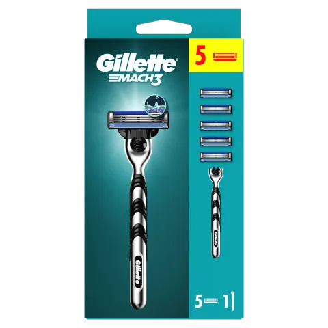 Gillette Mach3 Férfi Borotva, 1 db Gillette Borotva, 5 db Borotvabetét termékhez kapcsolódó kép