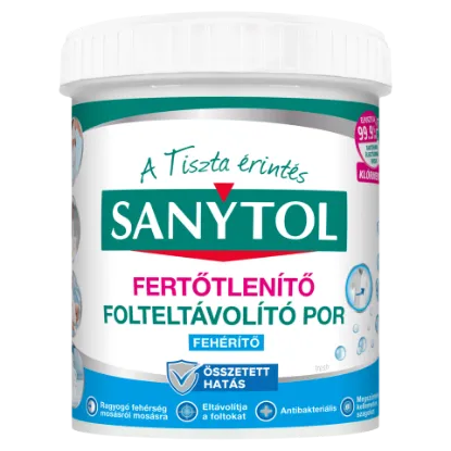 Sanytol fehérítő fertőtlenítő folteltávolító por 450 g termékhez kapcsolódó kép