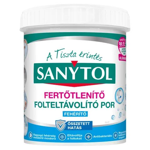 Sanytol fehérítő fertőtlenítő folteltávolító por 450 g termékhez kapcsolódó kép