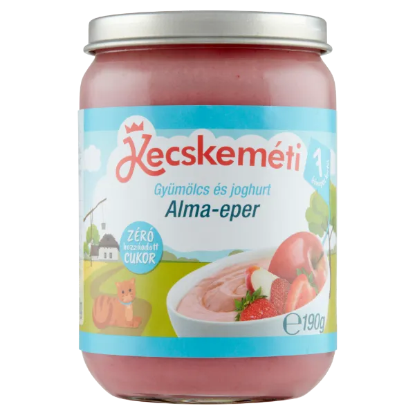 Kecskeméti bio gyümölcs és joghurt alma-eper bébidesszert 7 hónapos kortól 190 g termékhez kapcsolódó kép