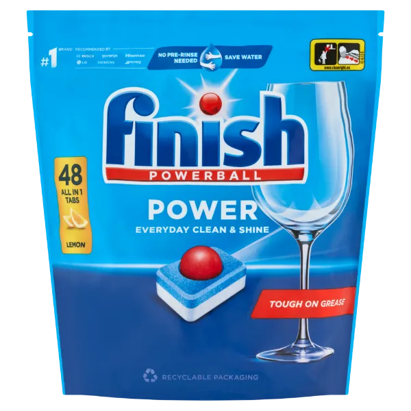 Finish Powerball Power All in 1 Citrom mosogatógép tabletta 48 db 768 g termékhez kapcsolódó kép