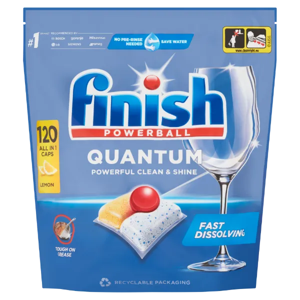 Finish Powerball Quantum All in 1 mosogatógép kapszula 120db Lemon termékhez kapcsolódó kép