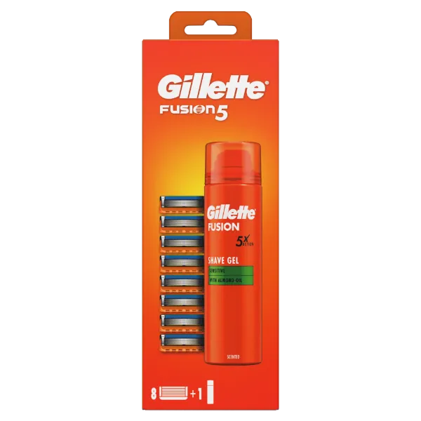 Gillette Fusion5 8 db Férfi Borotvabetét + Sensitive Borotvazselé 200 ml termékhez kapcsolódó kép