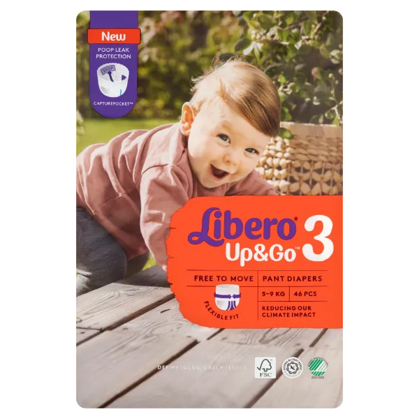 Libero Up&Go egyszerhasználatos bugyipelenka, méret: 3, 5-9 kg, 46 db termékhez kapcsolódó kép