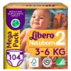 Libero Newborn egyszerhasználatos pelenkanadrág, méret: 2, 3-6 kg, 104 db termékhez kapcsolódó kép