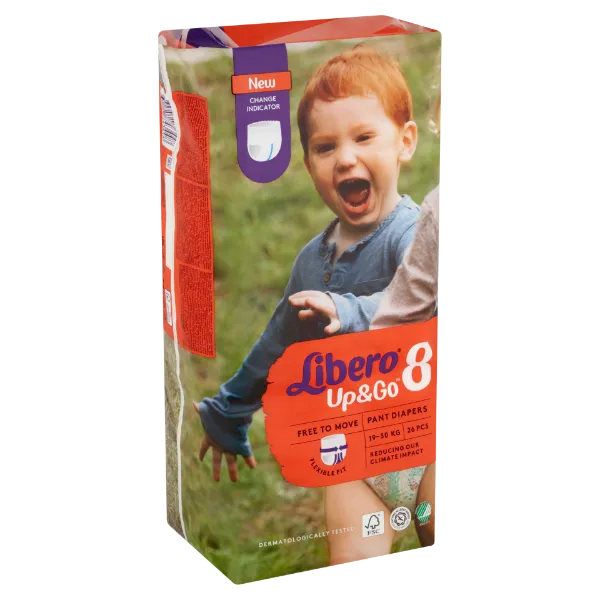 Libero Up&Go egyszerhasználatos bugyipelenka, méret: 8, 19-30 kg, 26 db termékhez kapcsolódó kép
