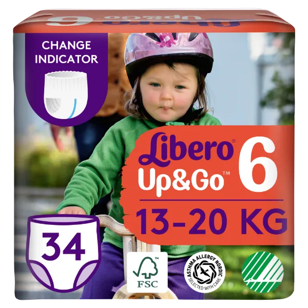 Libero Up&Go egyszerhasználatos bugyipelenka, méret: 6, 13-20 kg, 34 db termékhez kapcsolódó kép