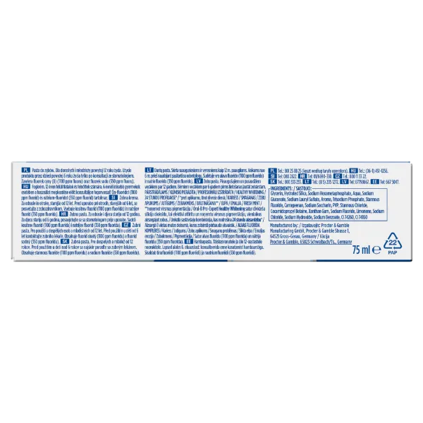 Oral-B Pro-Expert Healthy Whitening Fogkrém, 75 ml termékhez kapcsolódó kép