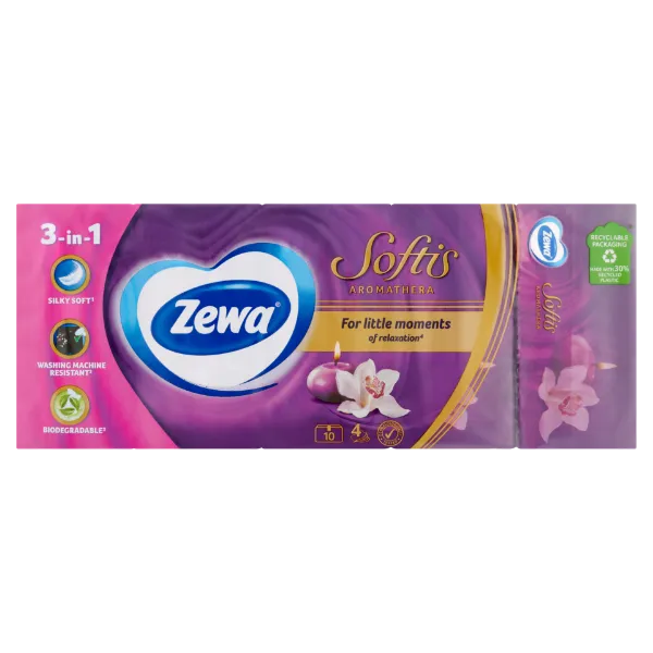 Zewa Softis Aromathera illatosított papír zsebkendő 4 rétegű 10 x 9 db termékhez kapcsolódó kép