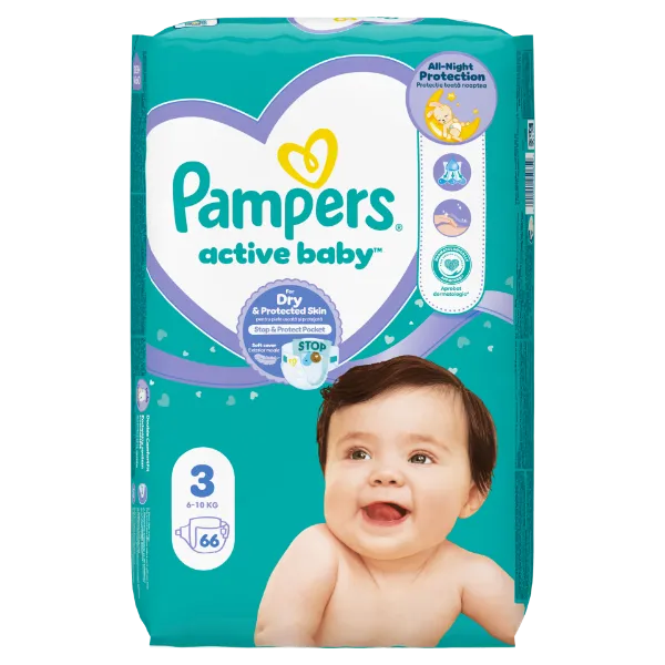 Pampers Active Baby pelenka - Méret: 3, 66 db pelenka, 6kg-10kg termékhez kapcsolódó kép