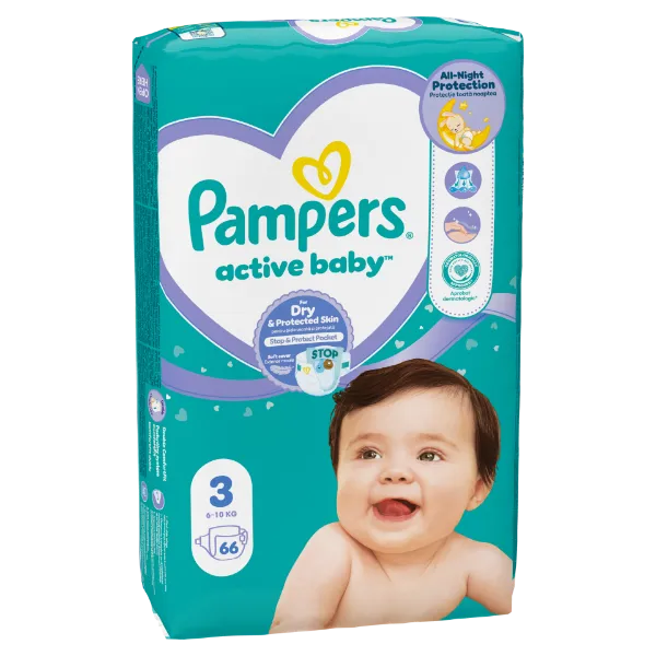 Pampers Active Baby pelenka - Méret: 3, 66 db pelenka, 6kg-10kg termékhez kapcsolódó kép