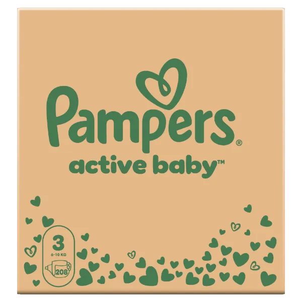 Pampers Active Baby pelenka - havi pelenkacsomag Méret: 3, 208 db Pelenka, 6kg - 10kg termékhez kapcsolódó kép