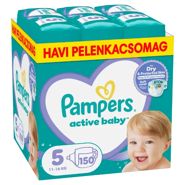 Pampers Active Baby pelenka - havi pelenkacsomag Méret: 5, 150 db Pelenka, 11kg-16kg termékhez kapcsolódó kép