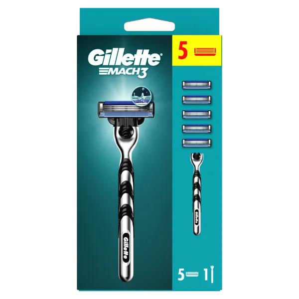 Gillette Mach3 Férfi Borotva, 1 db Gillette Borotva, 5 db Borotvabetét termékhez kapcsolódó kép