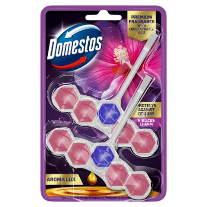 Domestos Aroma Lux Hibiscus Charm WC frissítő blokk 2 x 50 g termékhez kapcsolódó kép
