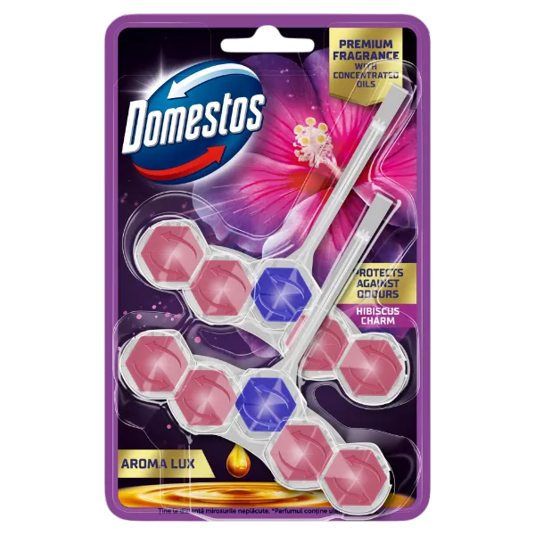 Domestos Aroma Lux Hibiscus Charm WC frissítő blokk 2 x 50 g termékhez kapcsolódó kép