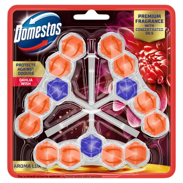 Domestos Aroma Lux Dahlia Wish WC frissítő blokk 3 x 50 g termékhez kapcsolódó kép