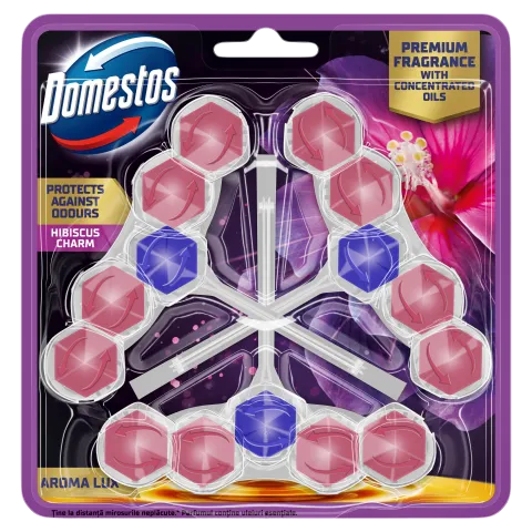 Domestos Aroma Lux Hibiscus Charm WC frissítő blokk 3 x 50 g termékhez kapcsolódó kép