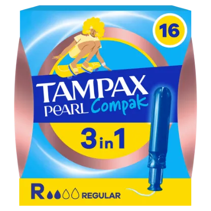 Tampax Pearl Compak Regular Applikátoros Tampon, 16 db termékhez kapcsolódó kép