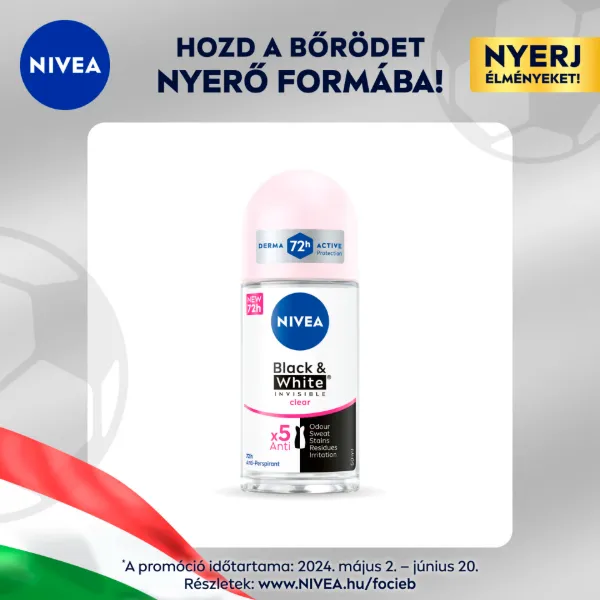 NIVEA Black & White Invisible Clear golyós dezodor 50 ml termékhez kapcsolódó kép