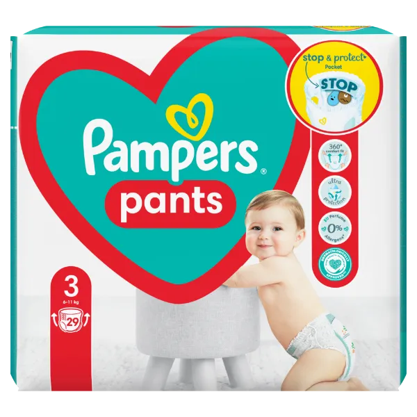 Pampers Pants Bugyipelenka, Méret: 3, 29 db pelenka, 6kg-11kg termékhez kapcsolódó kép