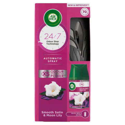 Air Wick Freshmatic Bársonyos Szatén és Éji Liliom automata légfrissítő készülék és utántöltő 250 ml termékhez kapcsolódó kép