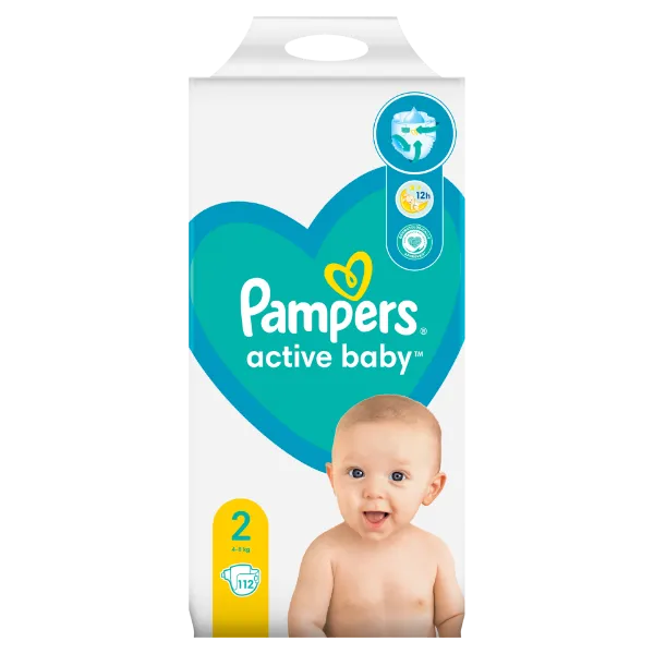 Pampers Active Baby Pelenka, Méret: 2, 112 db, 4kg-8kg termékhez kapcsolódó kép