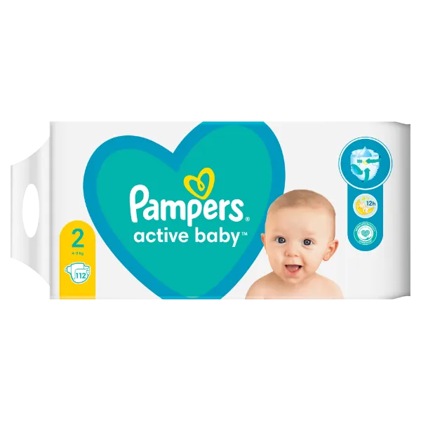 Pampers Active Baby Pelenka, Méret: 2, 112 db, 4kg-8kg termékhez kapcsolódó kép