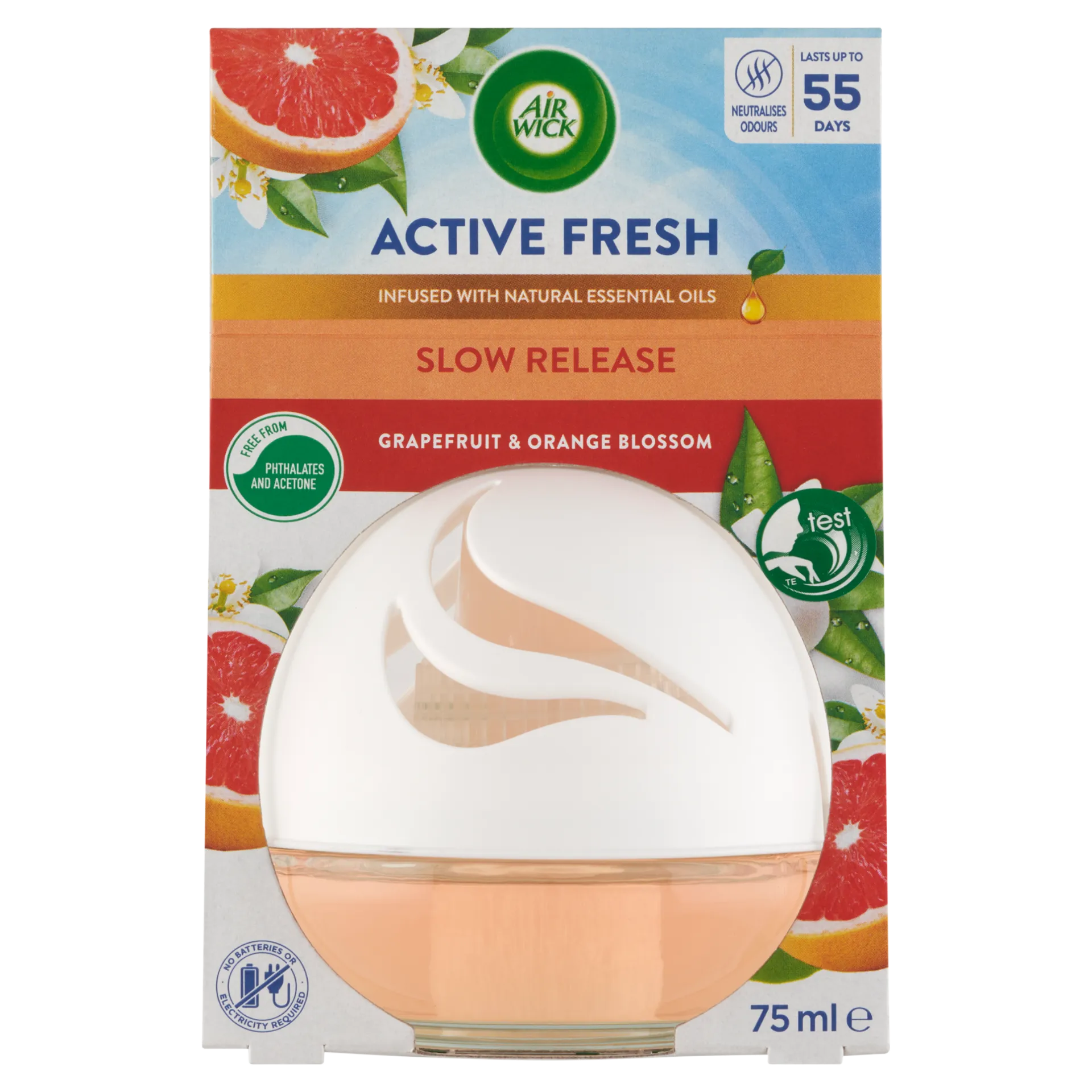 Air Wick Active Fresh Grapefruit és narancsvirág légfrissítő gömb 75 ml