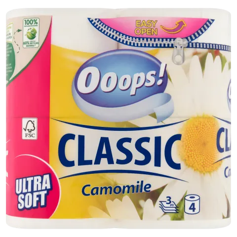 Ooops! Classic Camomile toalettpapír 3 rétegű 4 tekercs termékhez kapcsolódó kép