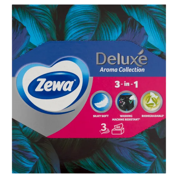 Zewa Deluxe Aroma Collection dobozos illatosított papír zsebkendő 3 rétegű 60 db termékhez kapcsolódó kép