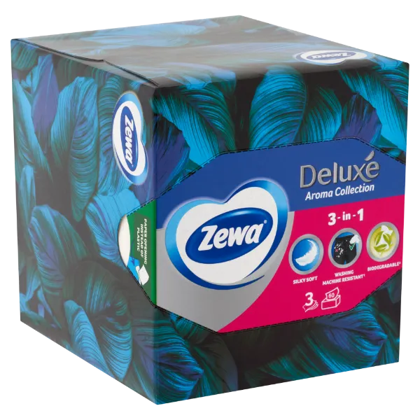 Zewa Deluxe Aroma Collection dobozos illatosított papír zsebkendő 3 rétegű 60 db termékhez kapcsolódó kép