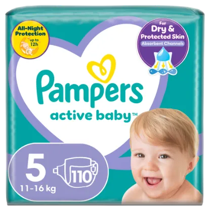 Pampers Active Baby 5, 110 Db Pelenka, 11kg-16kg termékhez kapcsolódó kép