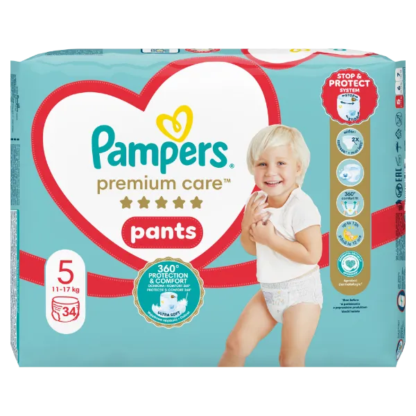Pampers Premium Care Bugyipelenka, Méret: 5, 34 db Bugyipelenka, 12kg - 17kg termékhez kapcsolódó kép