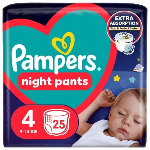 Pampers Night Pants Éjszakai Bugyipelenka, 4 Méret, 25 Bugyipelenka, 9kg-15kg termékhez kapcsolódó kép