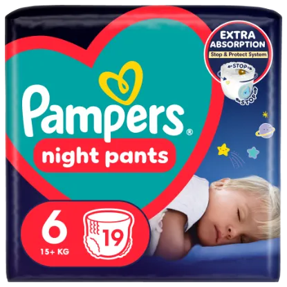 Pampers Night Pants Éjszakai Bugyipelenka, 6 Méret, 19 Bugyipelenka, 15kg+ termékhez kapcsolódó kép