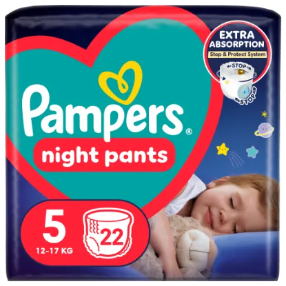 Pampers Night Pants Éjszakai Bugyipelenka, 5 Méret, 22 Bugyipelenka, 12kg-17kg termékhez kapcsolódó kép