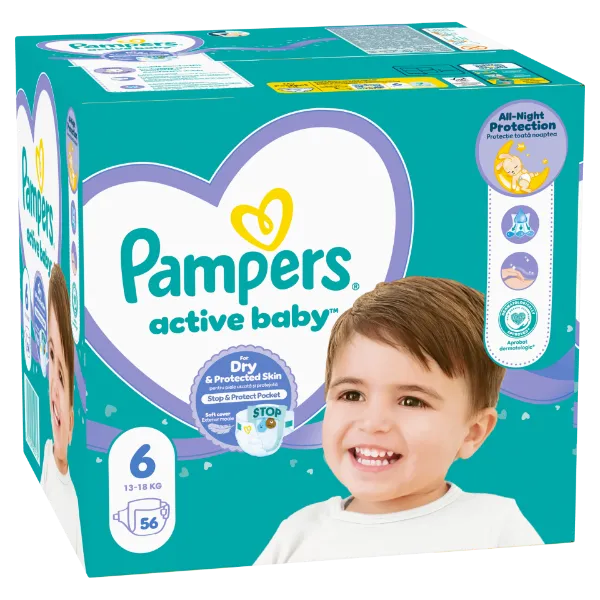 Pampers Active Baby 6, 56 Db Pelenka, 13kg-18kg termékhez kapcsolódó kép