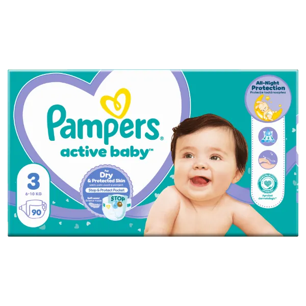 Pampers Active Baby 3, 90 Db Pelenka, 6kg-10kg termékhez kapcsolódó kép