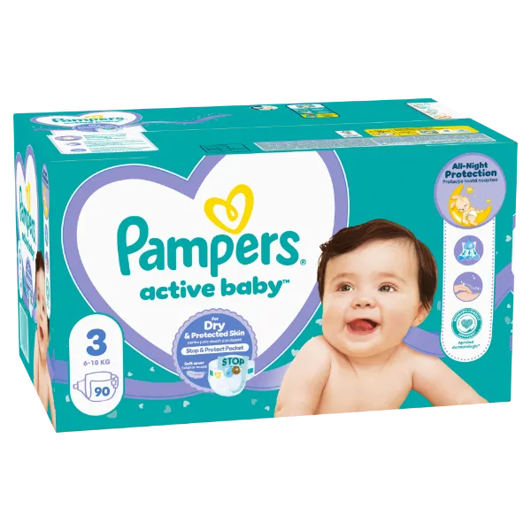 Pampers Active Baby 3, 90 Db Pelenka, 6kg-10kg termékhez kapcsolódó kép
