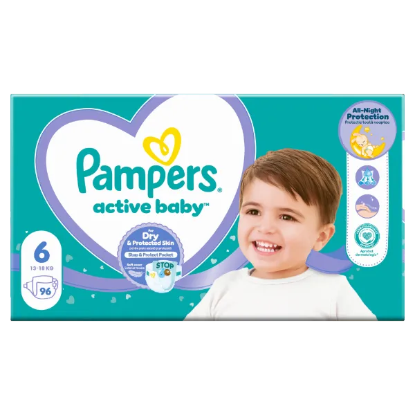 Pampers Active Baby 6, 96 Db Pelenka, 13kg-18kg termékhez kapcsolódó kép