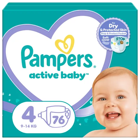 Pampers Active Baby 4, 76 Db Pelenka, 9kg-14kg termékhez kapcsolódó kép