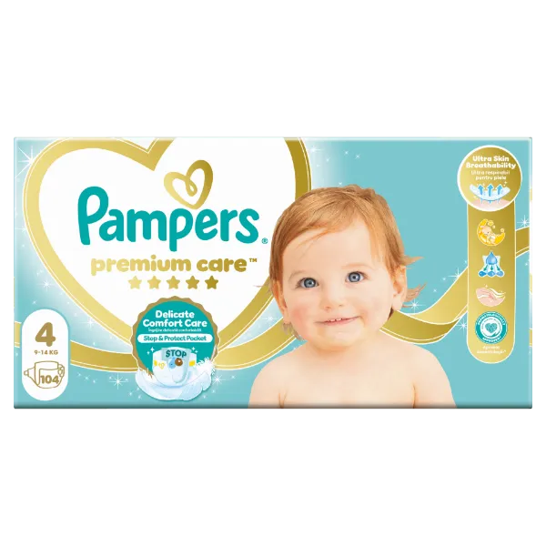 Pampers Premium Care Pelenka, 4 Méret, 104 db, 9kg-14kg termékhez kapcsolódó kép