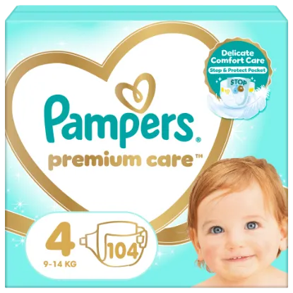 Pampers Premium Care Pelenka, 4 Méret, 104 db, 9kg-14kg termékhez kapcsolódó kép