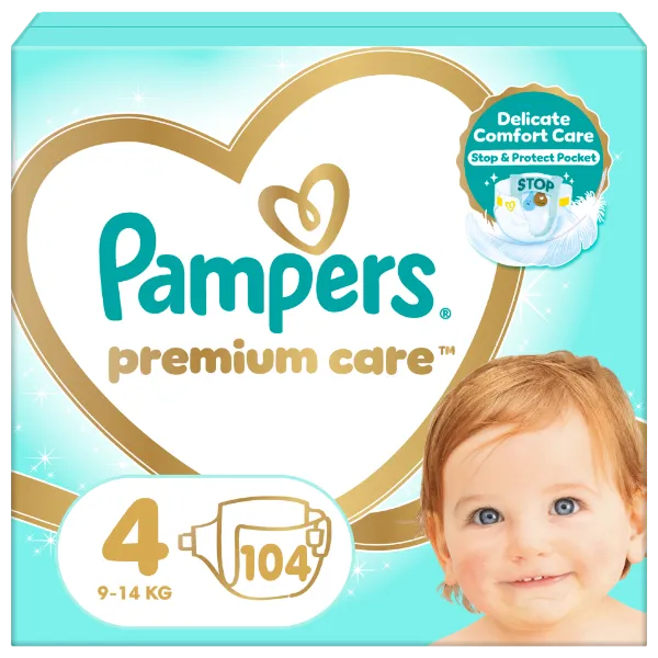 Pampers Premium Care Pelenka, 4 Méret, 104 db, 9kg-14kg termékhez kapcsolódó kép