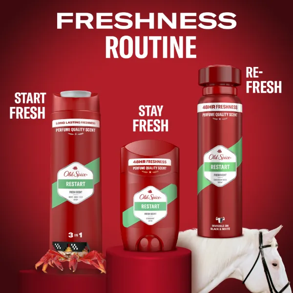 Old Spice Restart Tusfürdő És Sampon Férfiaknak 400 ml, 3az1-ben, Hosszan Tartó Frissesség termékhez kapcsolódó kép