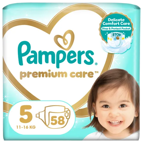 Pampers Premium Care Pelenka, 5 Méret, 58 db, 11kg-16kg termékhez kapcsolódó kép